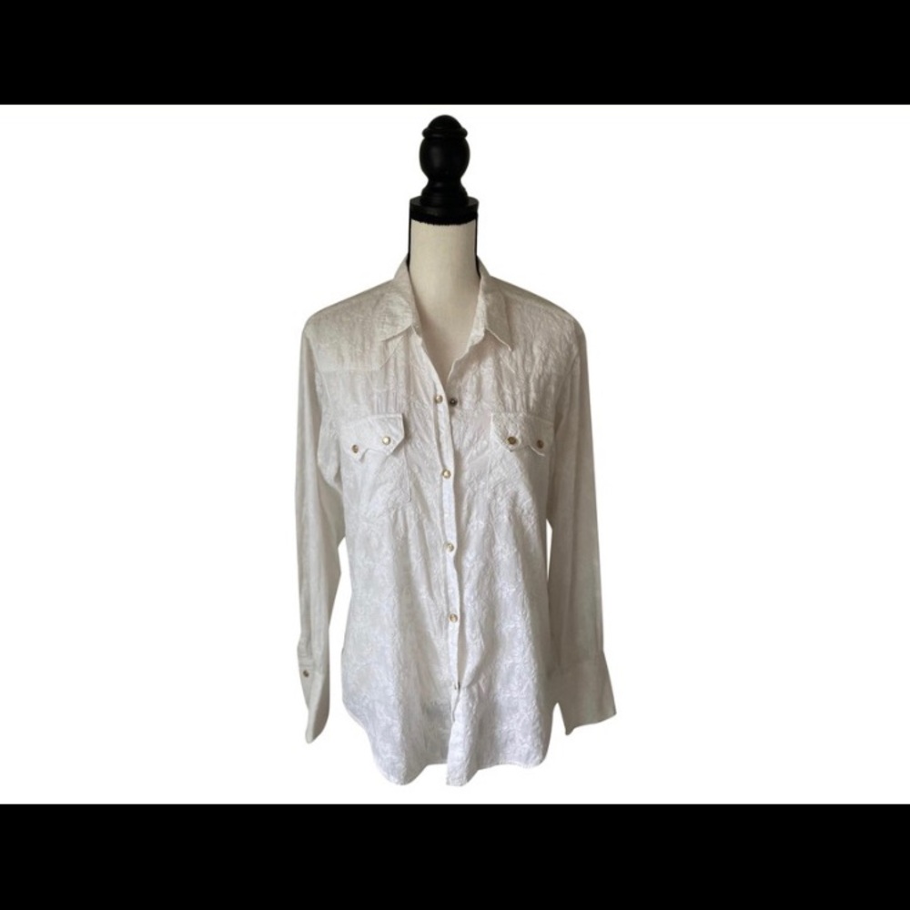 Nili Lotan White Textured Button-Down Shirt